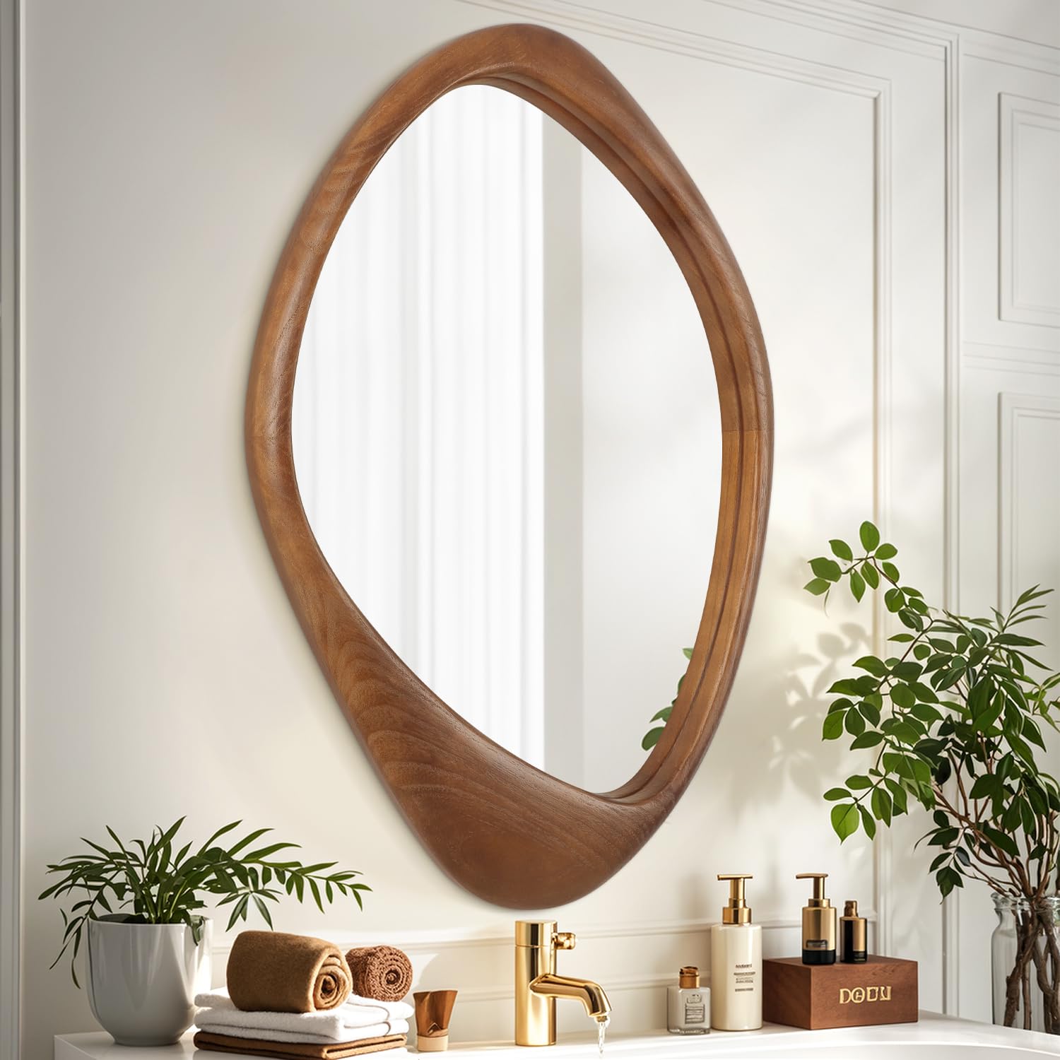 AAZZKANG Asymmetrical Wall Mirror Large 60x40cm Retro Irregular Vanity Mirrors Decorative for Bathroom Bedroom Living Room Hallway