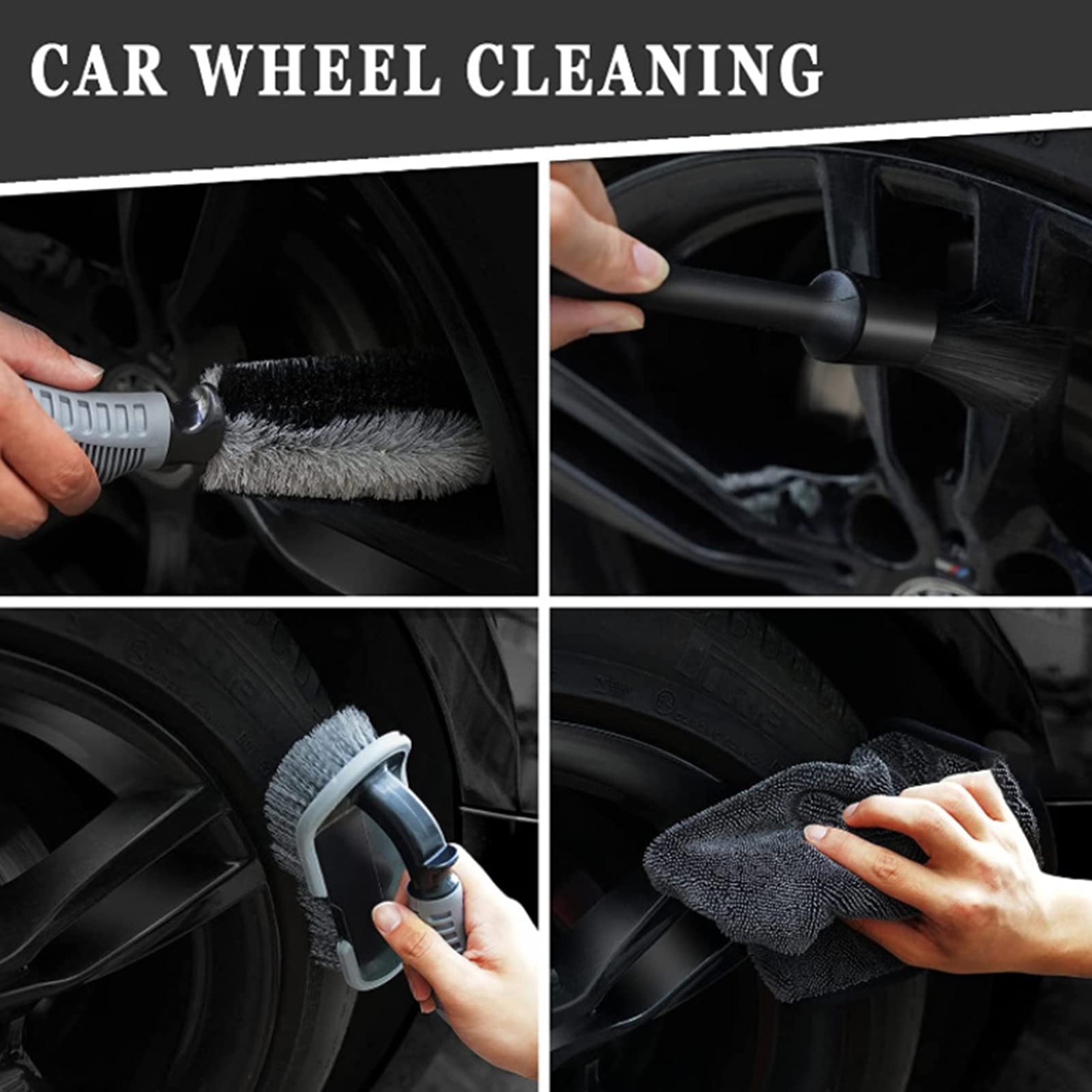 delr 2 Kit per la Pulizia 'Auto | Spazzole per Dettagli Car Detailing | Camion per motociclette Tutti Gli Strumenti per la Pulizia e Parti di Automobili 10 Pezzi, Uffici per Pneumatici da Cucina