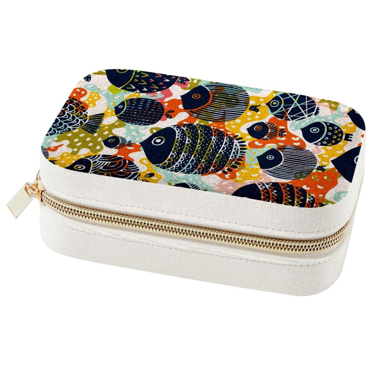 Boîte à bijoux voyage poisson double couche compacte fille