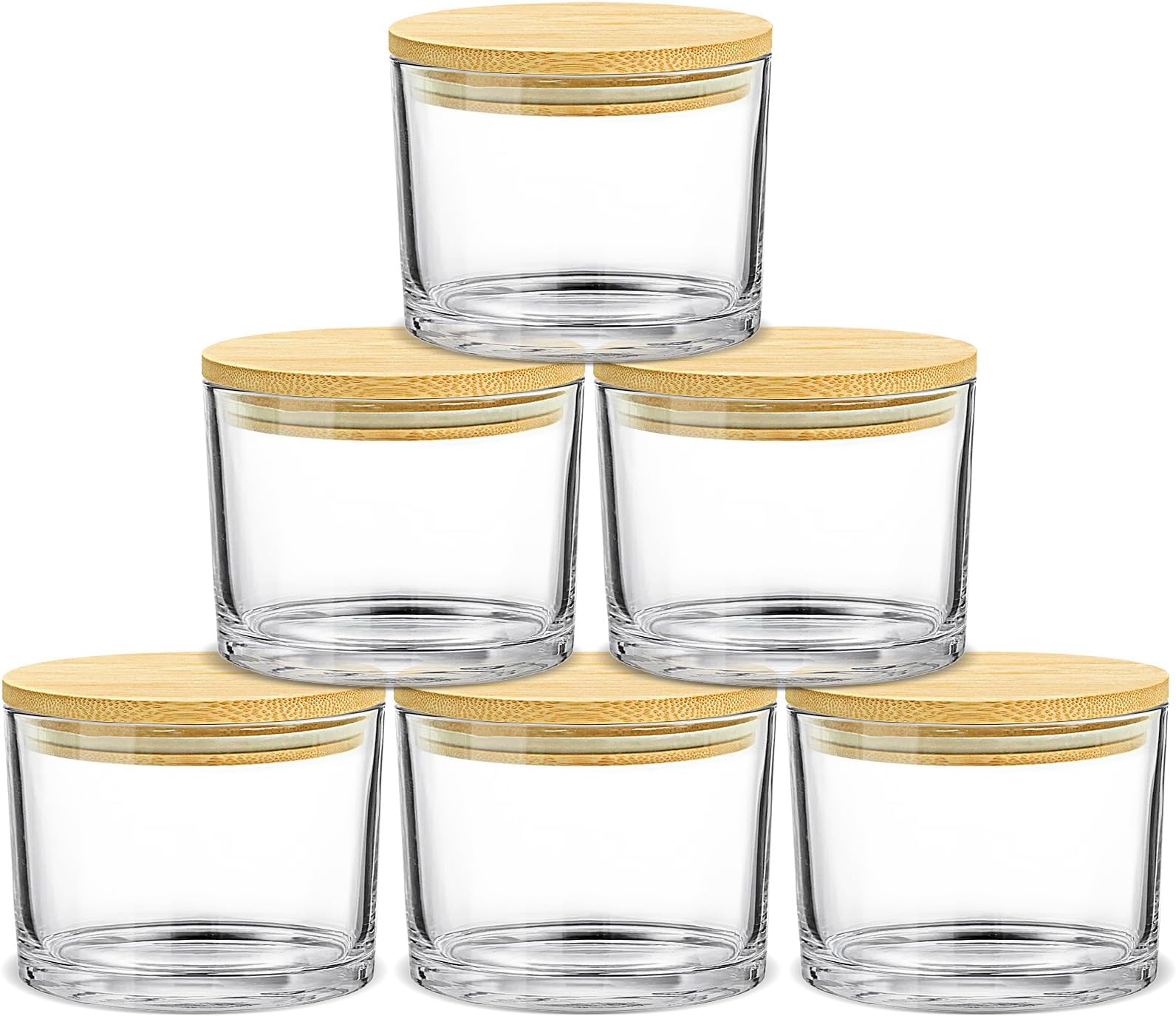 SUPMIND 16 fl. oz Candle Jars 6 Pack - 3 Wick Large Empty Clear Glass Candle Making Vessels with Bamboo Lids, Bulk Candle Jars for Making Candles Containers - Dishwasher Safe