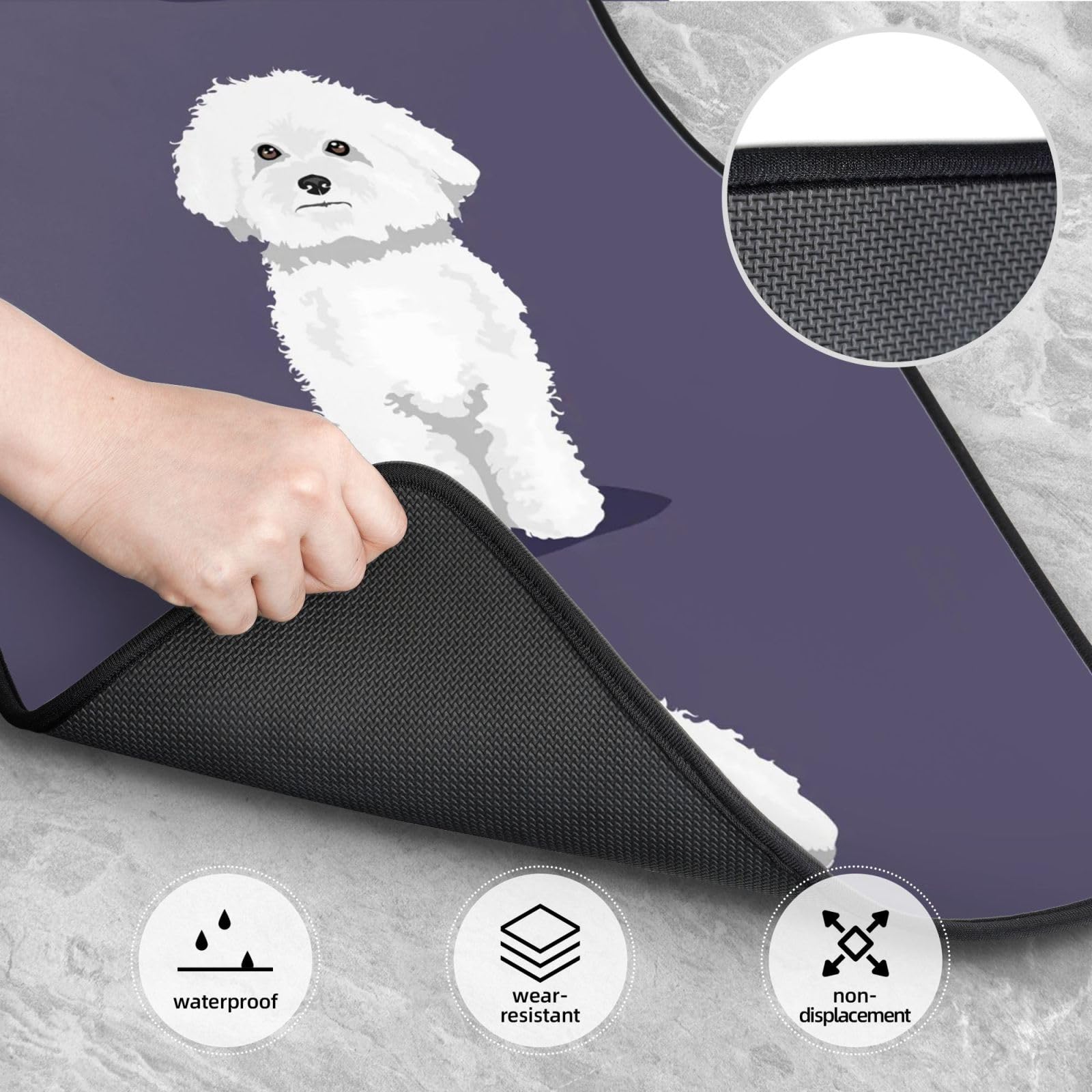 Weißer Bichon Frisé, 4er-Set Auto-Fußmatten, Neopren-Fußmatten für Fahrzeuge, rutschfeste Auto-Fußmatten, Autozubehör