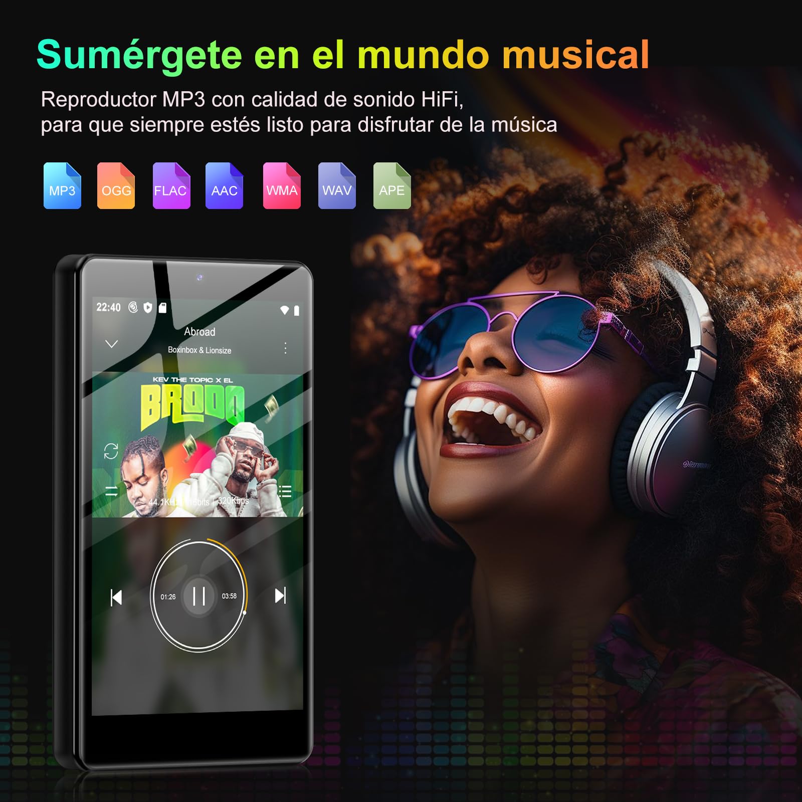 Reproductor MP3 de 96 GB con Bluetooth WiFi, Reproductor MP4 de 2000 mAh con cámara y Altavoz, Sistema operativo Android 13 Reproductores de música MP3 con Spotify, Audible y Play Store