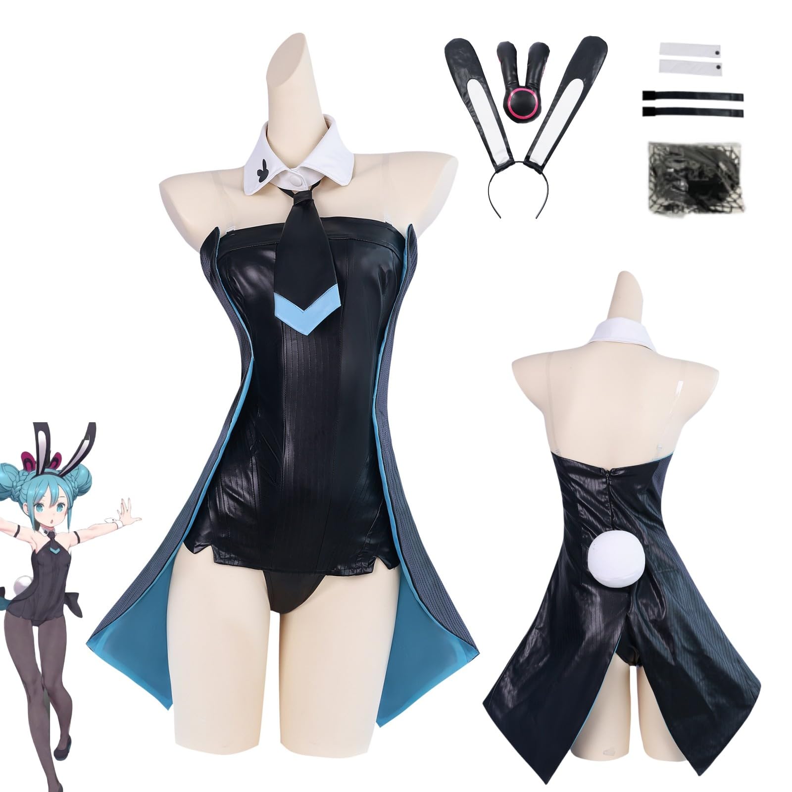 Amazon.co.jp: 初音ミク コスプレ衣装 黒バニーガール 髪飾り
