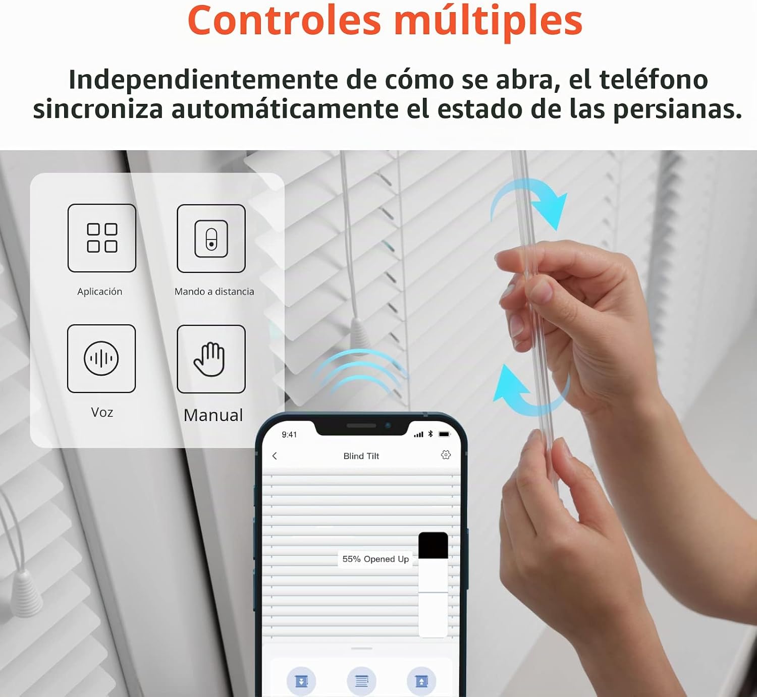 SwitchBot Blind Tilt Persianas Motorizadas – Persianas Eléctricas Inteligentes con Mando a Distancia Bluetooth con Control Fotosensible y Compatible con Alexa & Google Home Hub Añadido 8