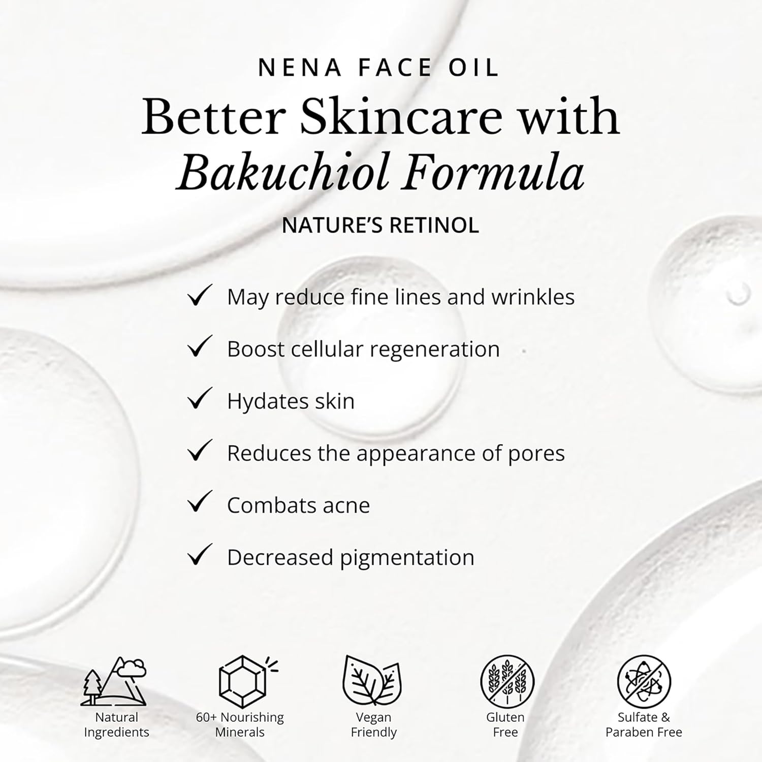 NENA Skincare Face Oil - Bakuchiol and Vitamin E Oil for Skin to Boost Collagen - Reduces Fine Lines, Hydrates and Nourishes - All Skin Types - 1 oz - Image 5