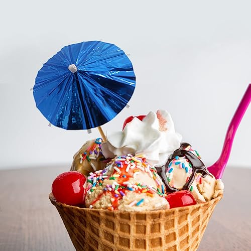 Miniatura 7 de BLUE TOP 50 paraguas de papel de aluminio para cóctel, palillos de bebidas de 4 pulgadas, palillos de sombrilla de cóctel, palillos de cóctel,