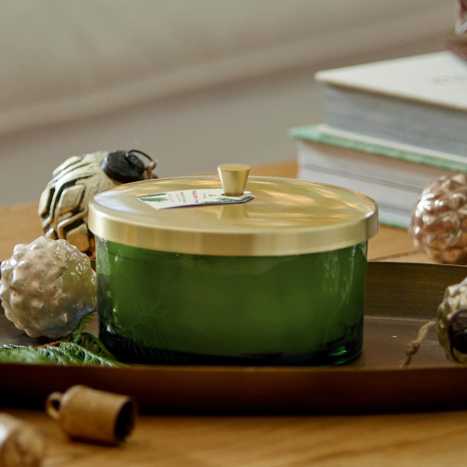 Thymes Frasier Fir Scented Candles for Home Decor – Green Heritage Holiday Candle – Notes of Siberian Fir Needles, Cedarwood & Sandalwood – Luxury Home Fragrance Gifts for Women & Men (4-Wick, 21 oz)