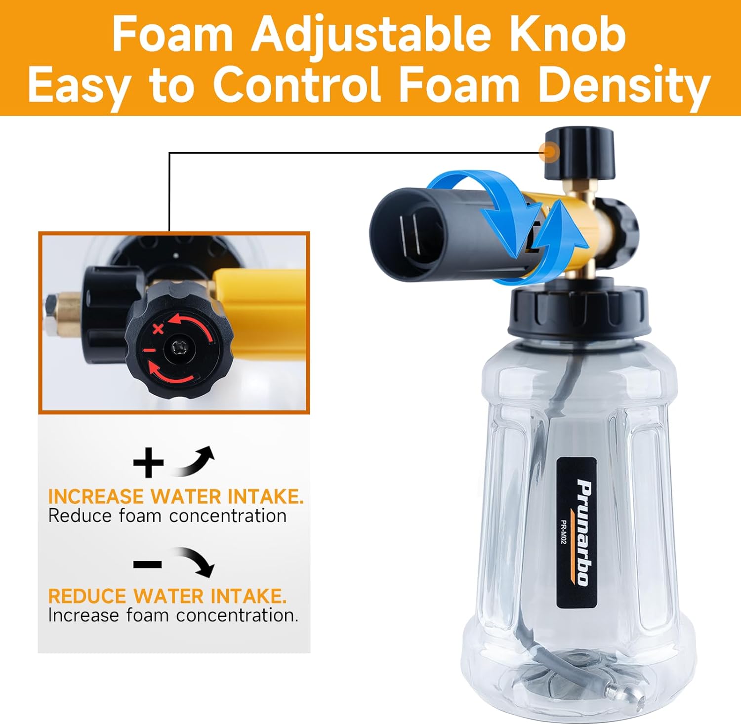 Premium Foam Cannon for Pressure Washer, Additional 1.1mm Orifice Wide Mouth Adjustable Thick Foam Lance with 1/4 Inch Quick Connector for Car Boat Truck and Commercial Wash 34 oz