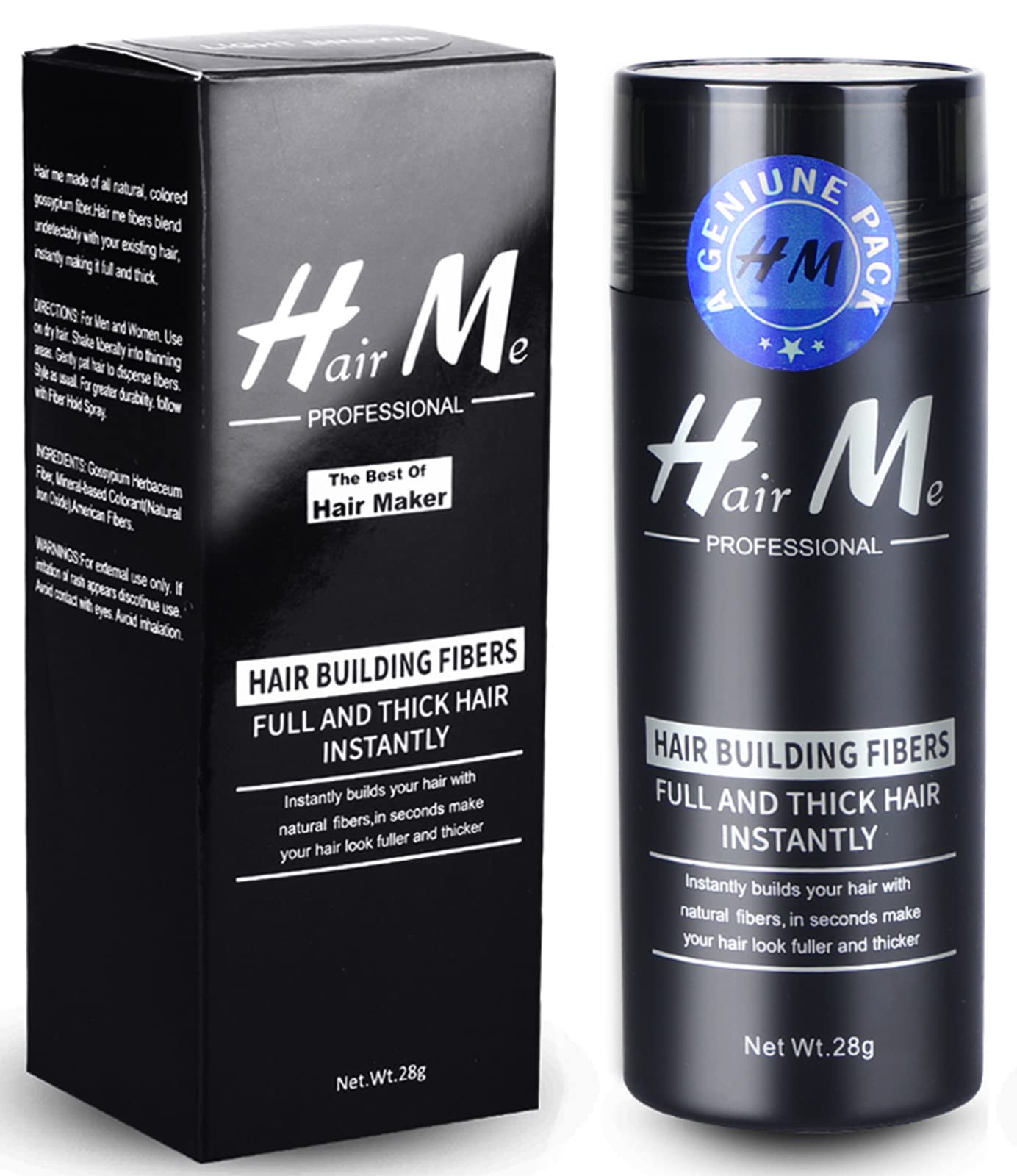 Poudre Densifiante Volume Anti-Calvitie Homme pour Cheveux Chatain - Fibres de Renforcement Capillaire Noir (Hair Buildi