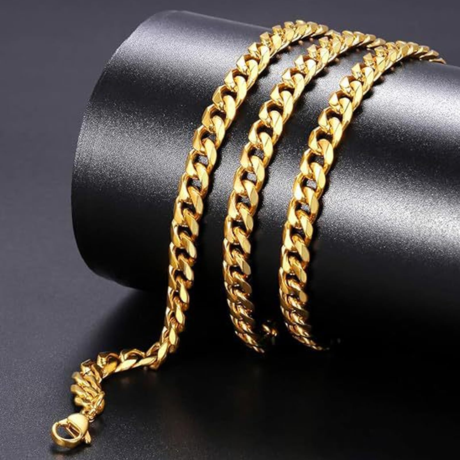 SSKHE 4 PCS Ibiza Final Boss Costume Accessory Set for Men Funny Festival Outfits with Bowl Cut Wig, Gold Chain - Image 3
