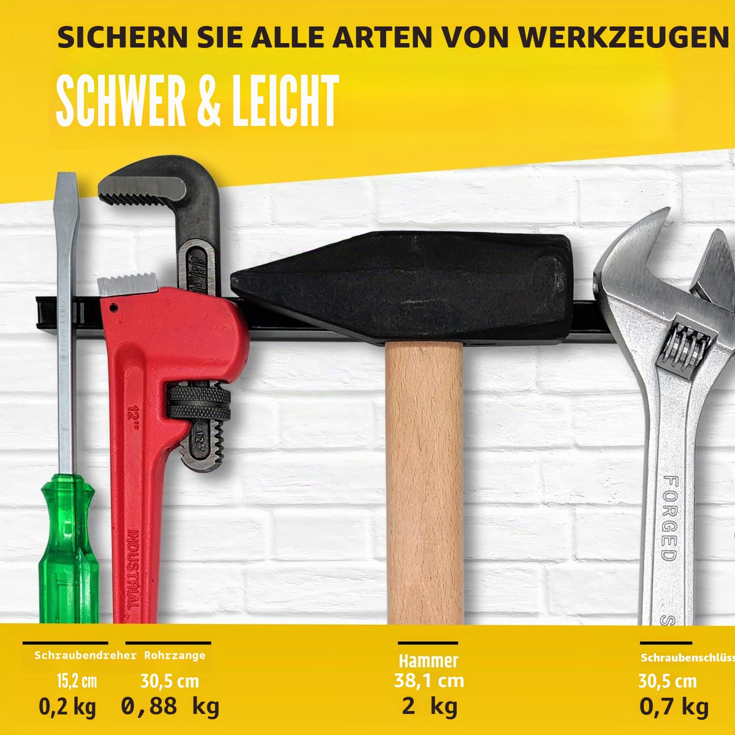 61 cm Schwerlast-werkzeughalter (Verbesserte Version) - Starke Zugkraft für Handwerkzeuge - Profi magnetleiste werkzeug - werkzeug magnetleiste Organizer aus Metall für Werkstatt & Garage.