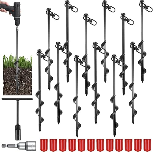 Miniatura 1 de Anclajes de tierra resistentes para juego de columpios, anclajes de tierra, kit de anclajes de tierra para trampolín, camping, tienda de campaña,