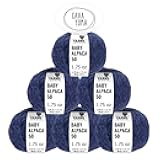 CAVAYOMA 100% Baby Alpaca Yarn Chunky in 30+ Colors (Itch-Free) #5 Bulky Baby Alpaca Yarn for Knitting & Crocheting Set of 6 Skeins (300g, 10,5oz) Hand Selected Quality from Peru - Berry Blue