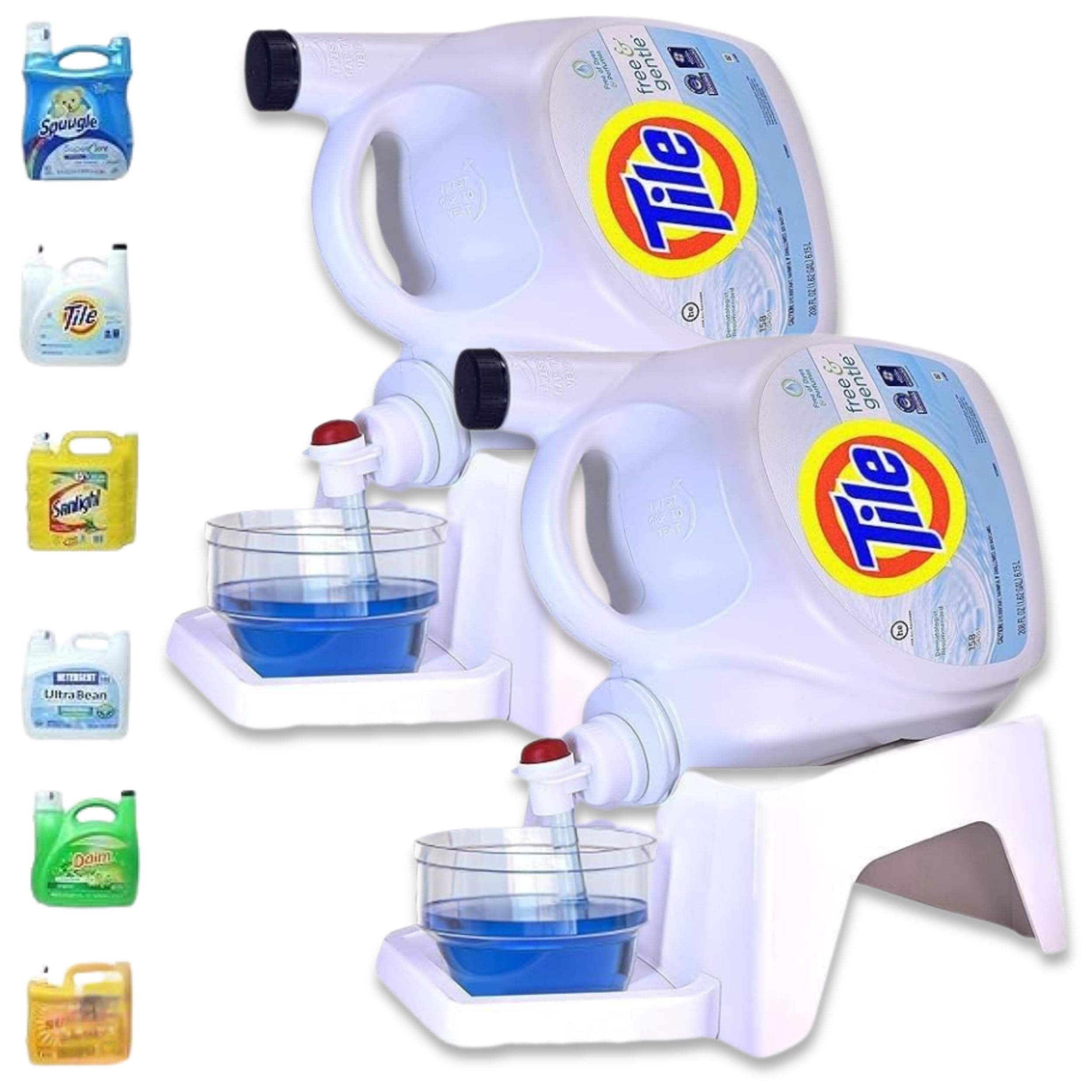 Liquid Laundry Detergent Holder Stand with Drip Tray - 2 Pack - White