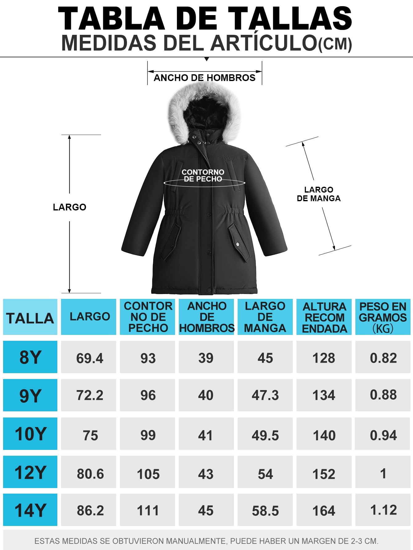 SOLOCOTE Abrigo de invierno para niñas resistente al agua chaqueta de esquí gruesa con capucha de plumas falsas parka larga para niños