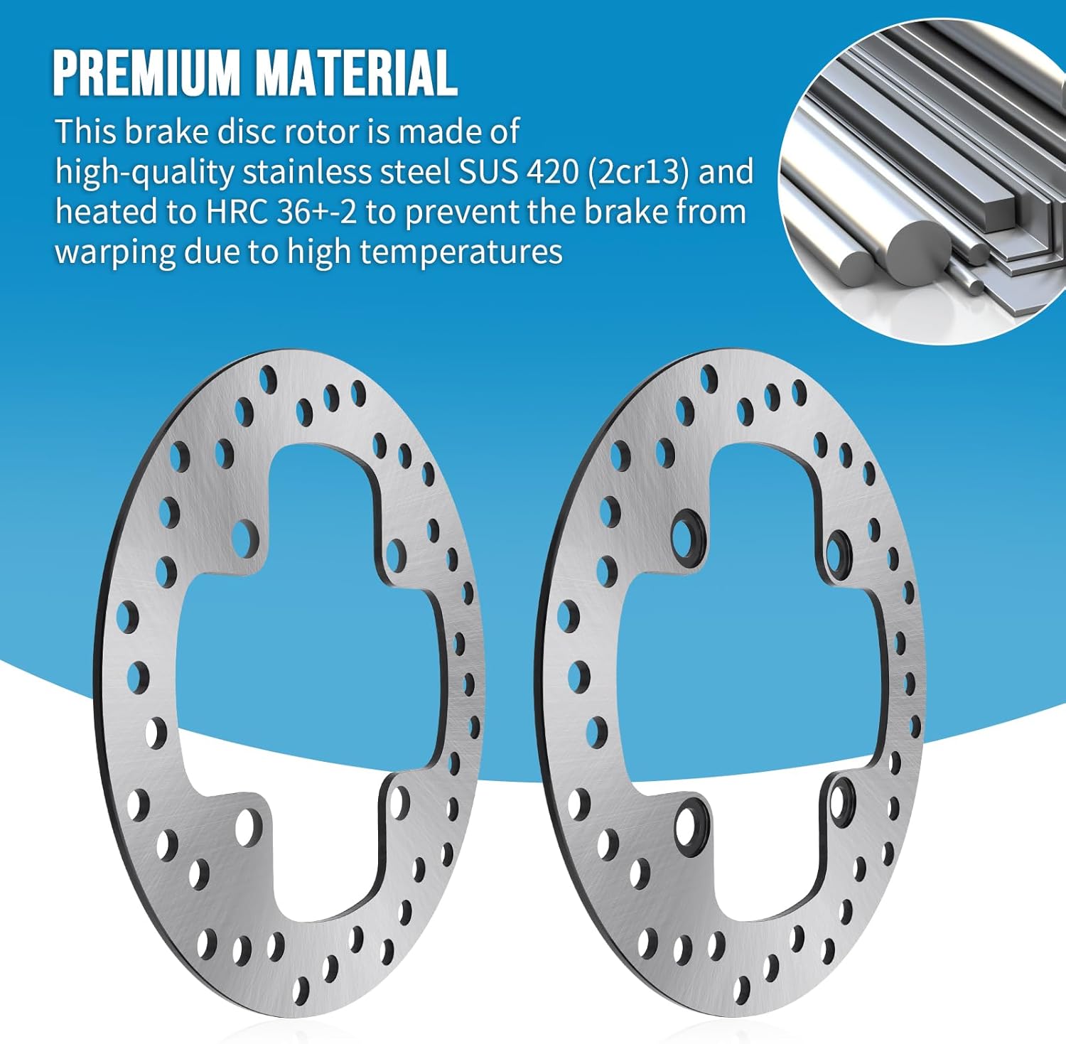 M MATI 2 PCS Rear Left/Right Brake Disc Rotor for Yamaha Grizzly 550 YFM550 2009-2014 Grizzly 700 YFM700 2007-2020 1HP-F582V-00-00