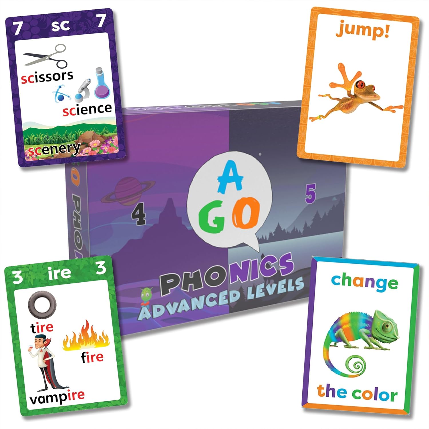 Phonics Card Game - Advanced Set (Levels 4 and 5) A Fun Game to Build Phonics and Reading Skills. Learn Tricky phonemes (digraphs/dipthongs/Word Families/Silent Letters & More!)