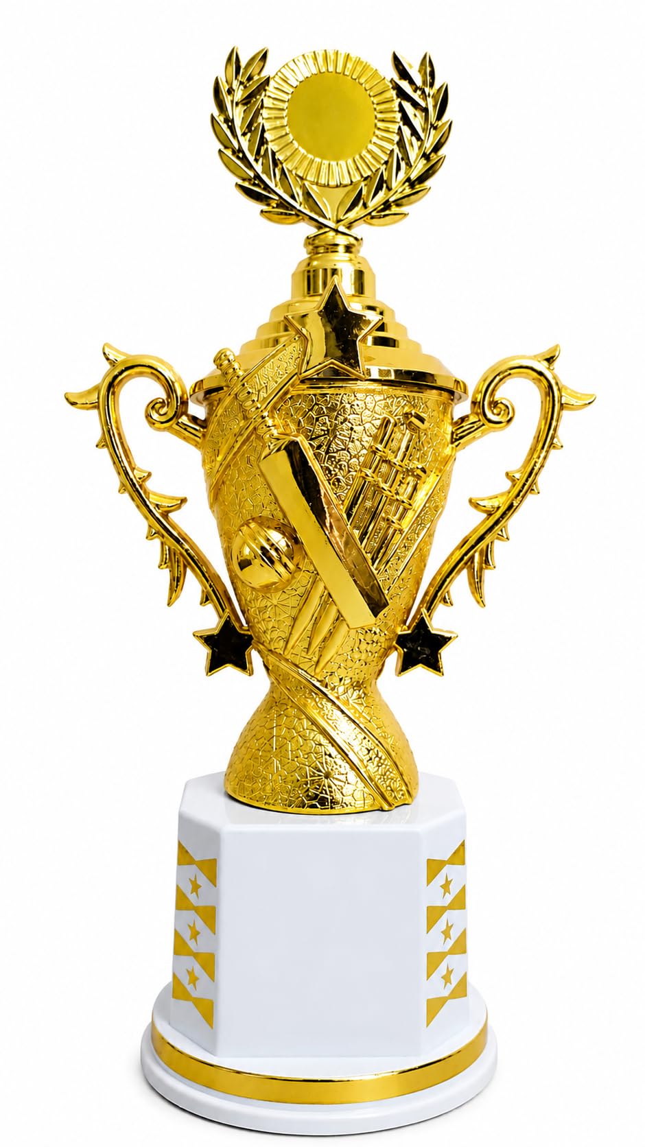 OG Premium Cricket Trophy, Gold, White Base, Winner Trophy Cup for Sports, School and Tournament (11 inches) | Gold Finish, White Base-picture-19