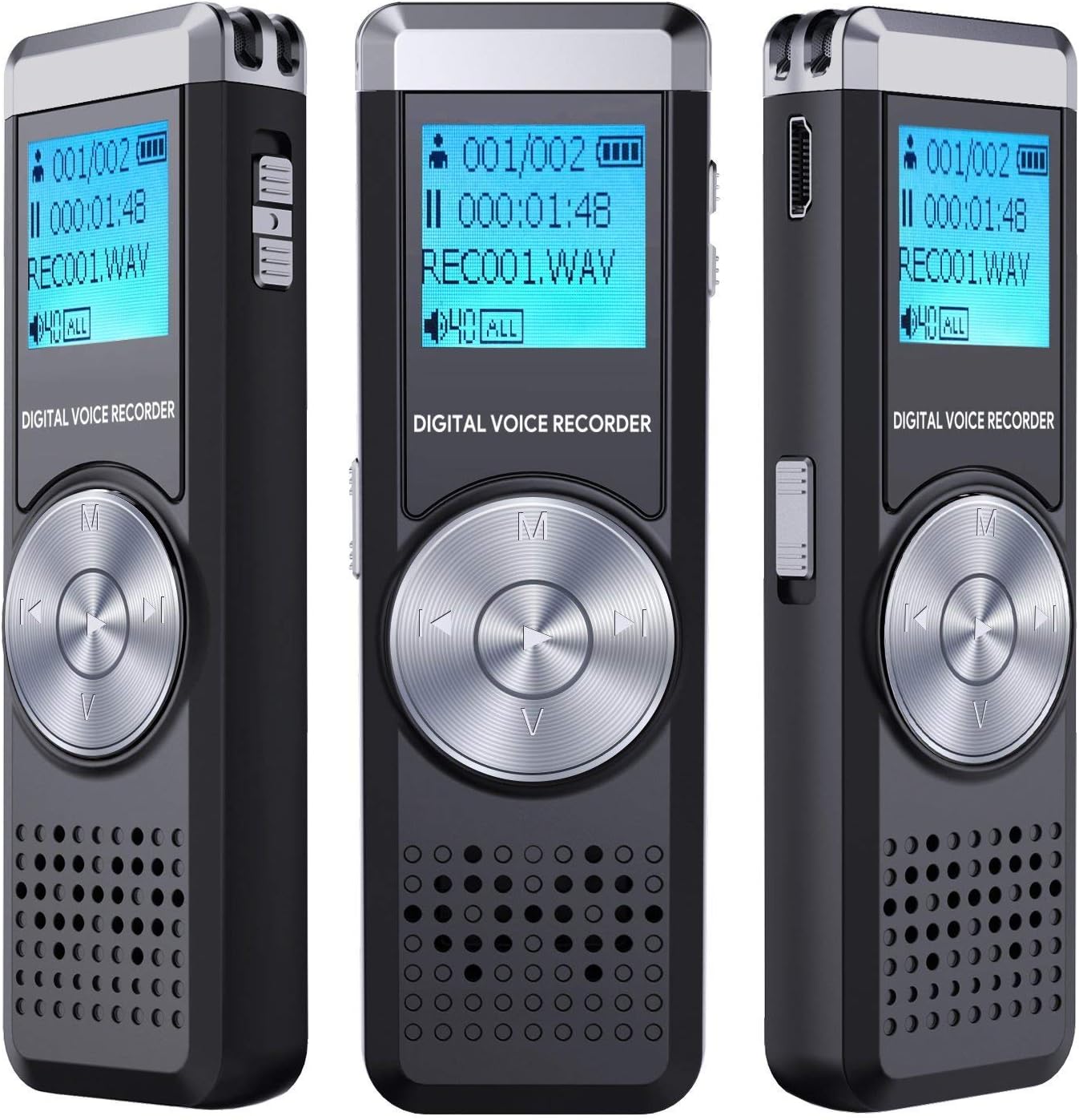 16GB Digital Voice Recorder, ADOKEY Audio Recorder Sound Recorder Portable MP3 Dictaphone for Lecture Meeting Rechargeable Audio Recording Device Voice Activated Recorder with Playback for Interview