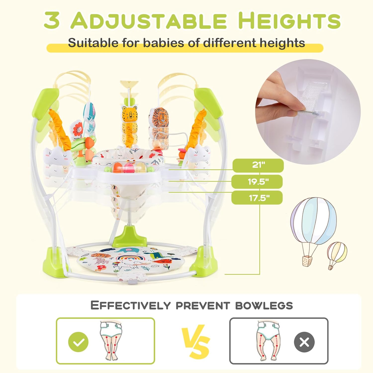 BABY JOY Baby Jumpers and Bouncers, Infant Activity Center with Music Lights Sounds, 360° Rotating Seat and 3 Adjustable Heights, Baby Play and Learning Center for 6-12 Months