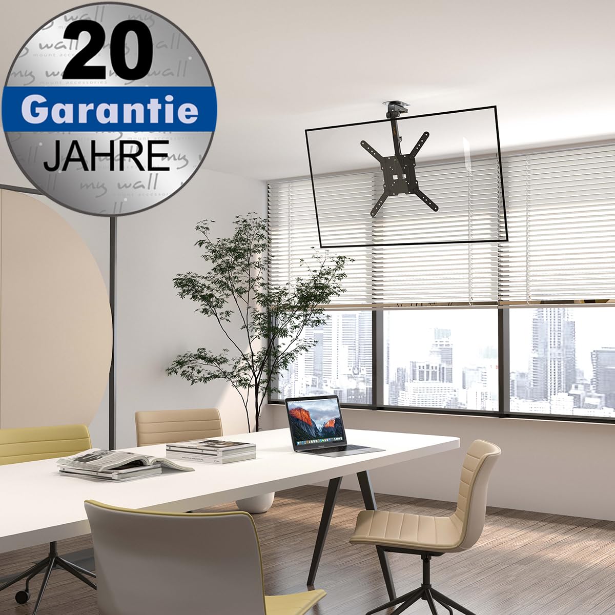 My Wall HL45-3L 1-krotny uchwyt sufitowy do monitora 58,4 cm (23) - 139,7 cm (55), czarny, pochylny, wychylny