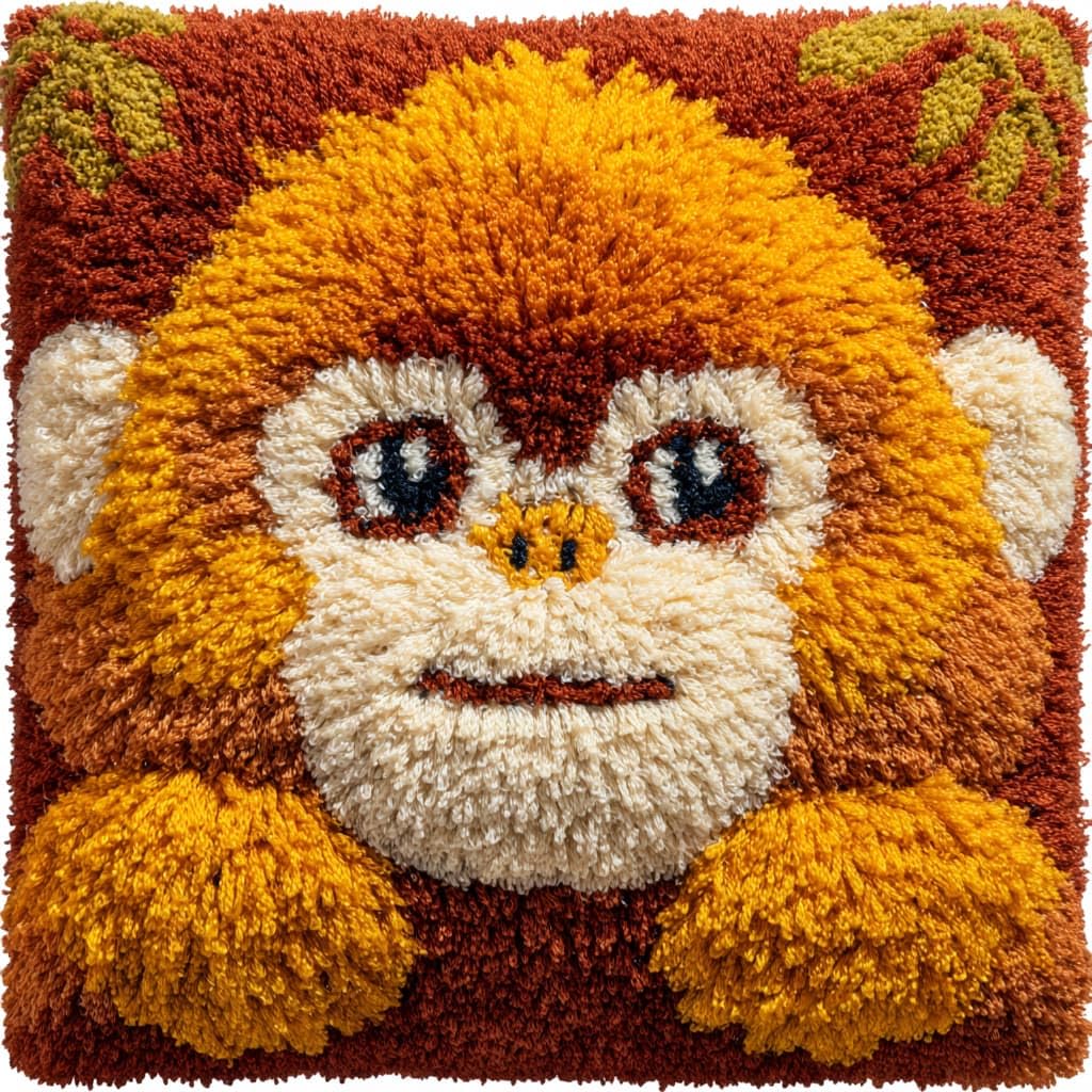 WallustrioaW Latch Hook Kits Pillow,Animals Monkey