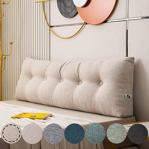 Almohada triangular de lino y algodón, almohada extraíble para cabecero, litera, soporte de posicionamiento del respaldo, cojín de descanso para