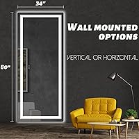 Vista 5 de WTTY Led Mirror for Bathroom with Lights(Front + Backlit), 80 x 34 Led Bathroom Mirror, Lighted Bathroom Vanity Mirror for Wall, Anti Fog, Dimmable
