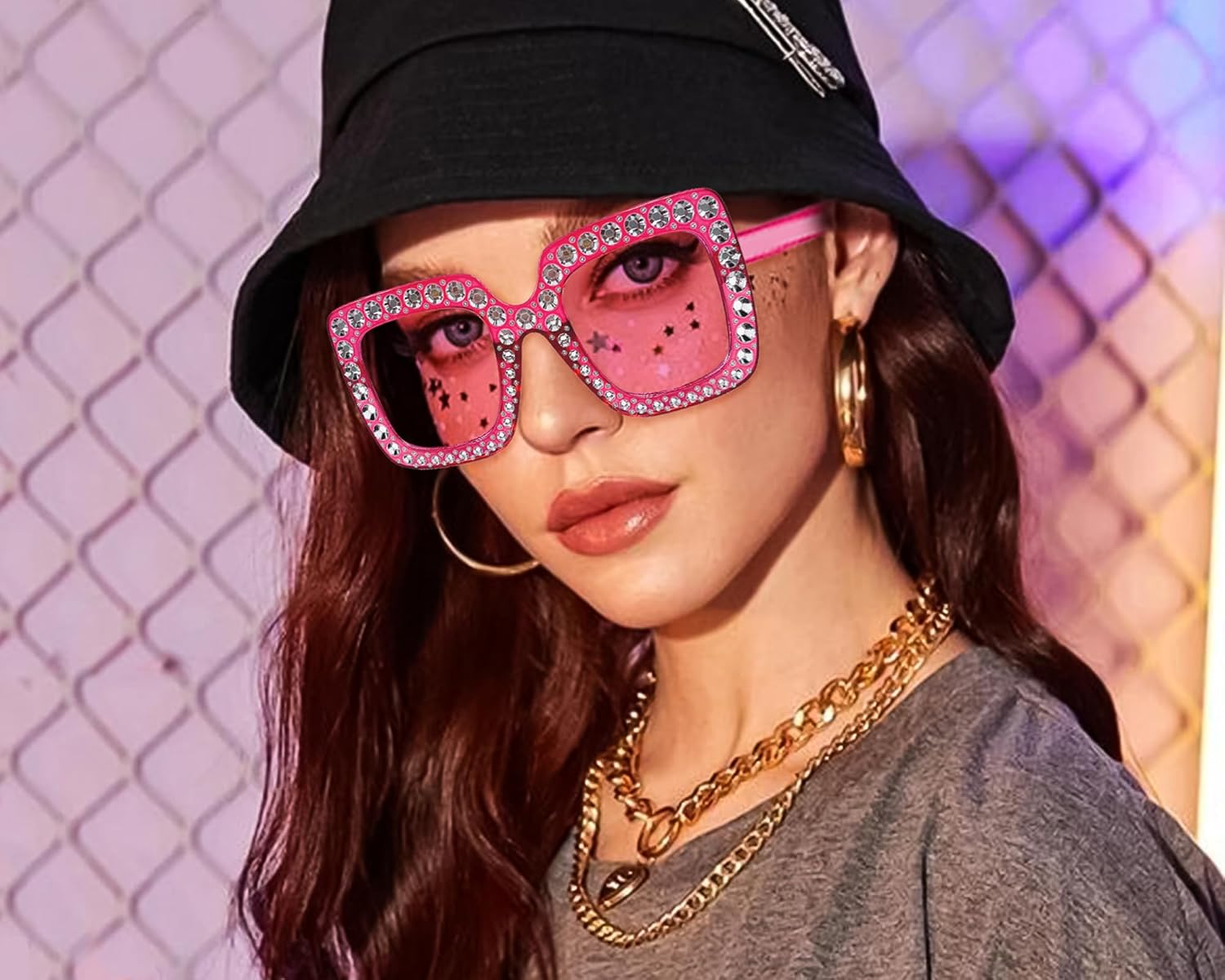 12 Mixed Pink Style Sunglasses Retro Party Favors Bulk Classic Eyewear Costume Glasses for Women - Image 6