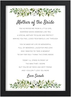 Beecreative Mother Of The Bride Thank You Gift, Personalised Mum On My Wedding Day Poem, Gift From The Bride, Eucalyptus Greenery A5 A4 Print