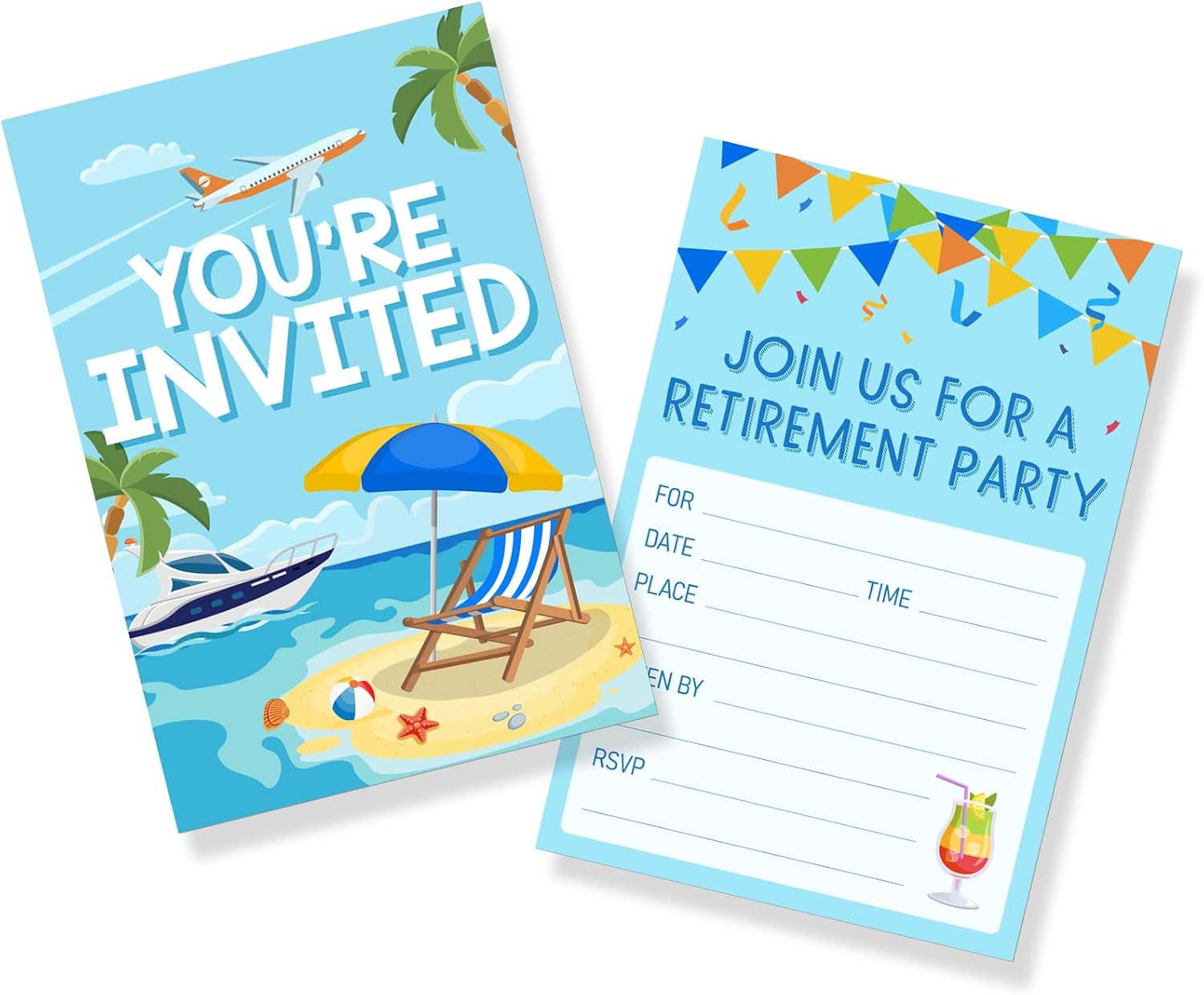 WeBenison Retirement Party Invitation Cards Retirement Greeting Cards Farewell Party Invitations You're Invited FarewellParty Decorations Celebration Cards - 30 Invitations (Excluding Envelopes)