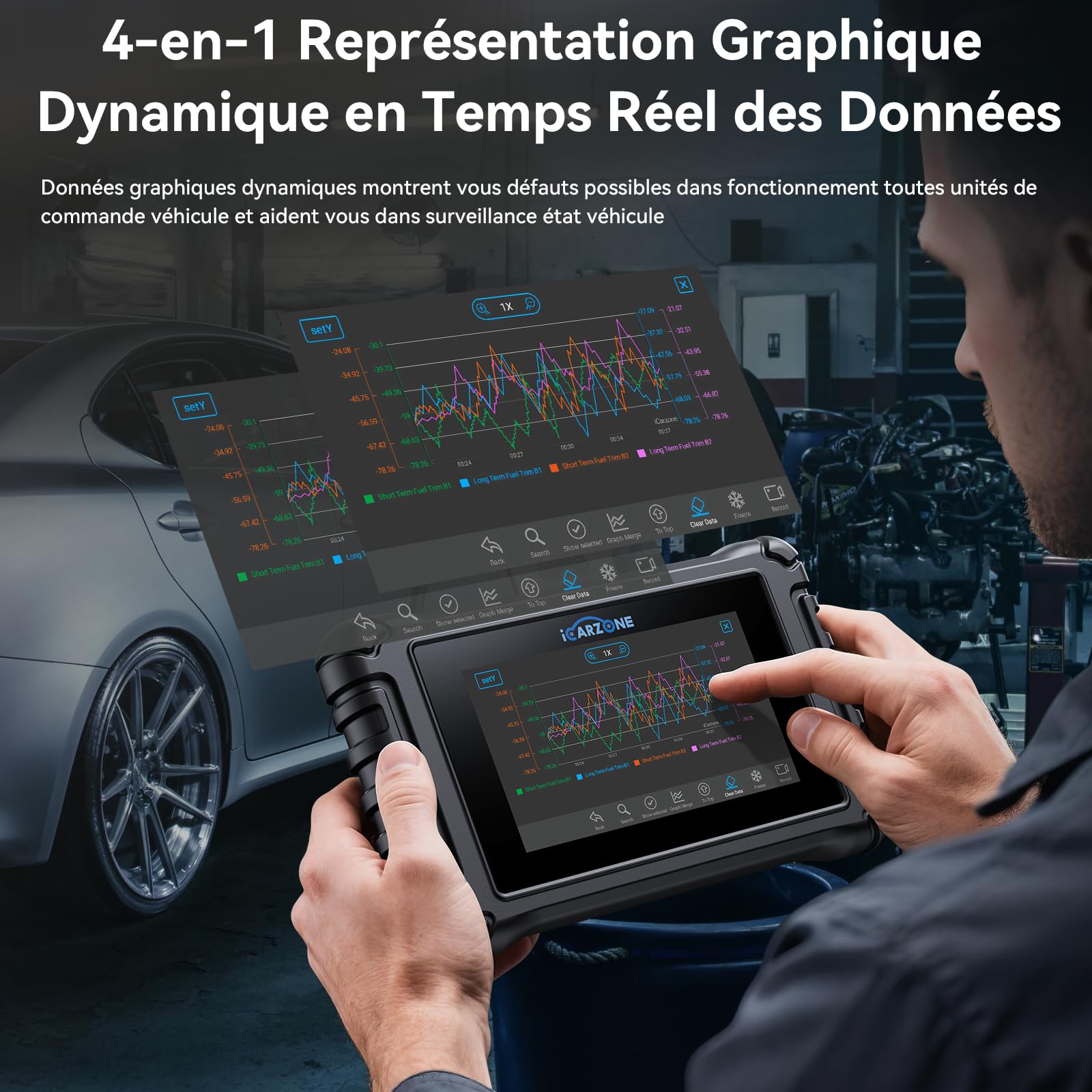 UR400 Valise Diagnostic Auto Multimarque pour Porsche/Benz/BMW/Audi/VW, OBD2 Diagnostic Français pour Tous Les Systèmes, 49 Fonctions pour Maintenance, AutoVIN,Test Actif Bidirectionnel