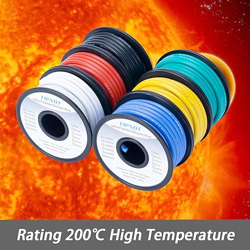 Vista 70 de Alambre de silicona de calibre 14 – Bobina negra de 100 pies, alambre de cobre estañado trenzado de 14 AWG, 392.0 °F 600 V – Automotriz, batería