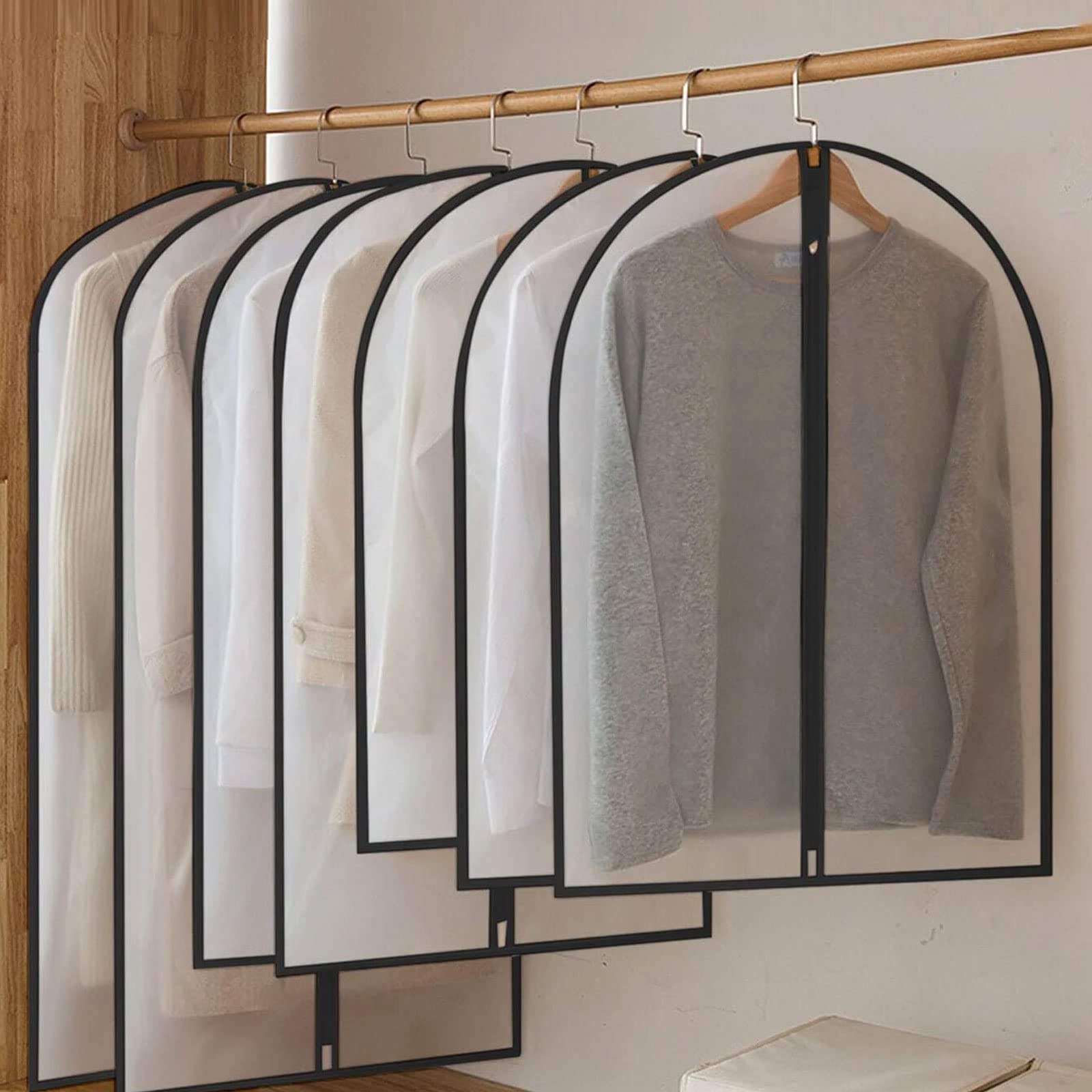 20 PCS Housses de Vêtements, Housse Vetements à Suspendre, Housses de Protection avec zip pour Chemsie/Veste/T-shirt, Anti Poussière Etanche Mite Humidité - 60 x 80cm