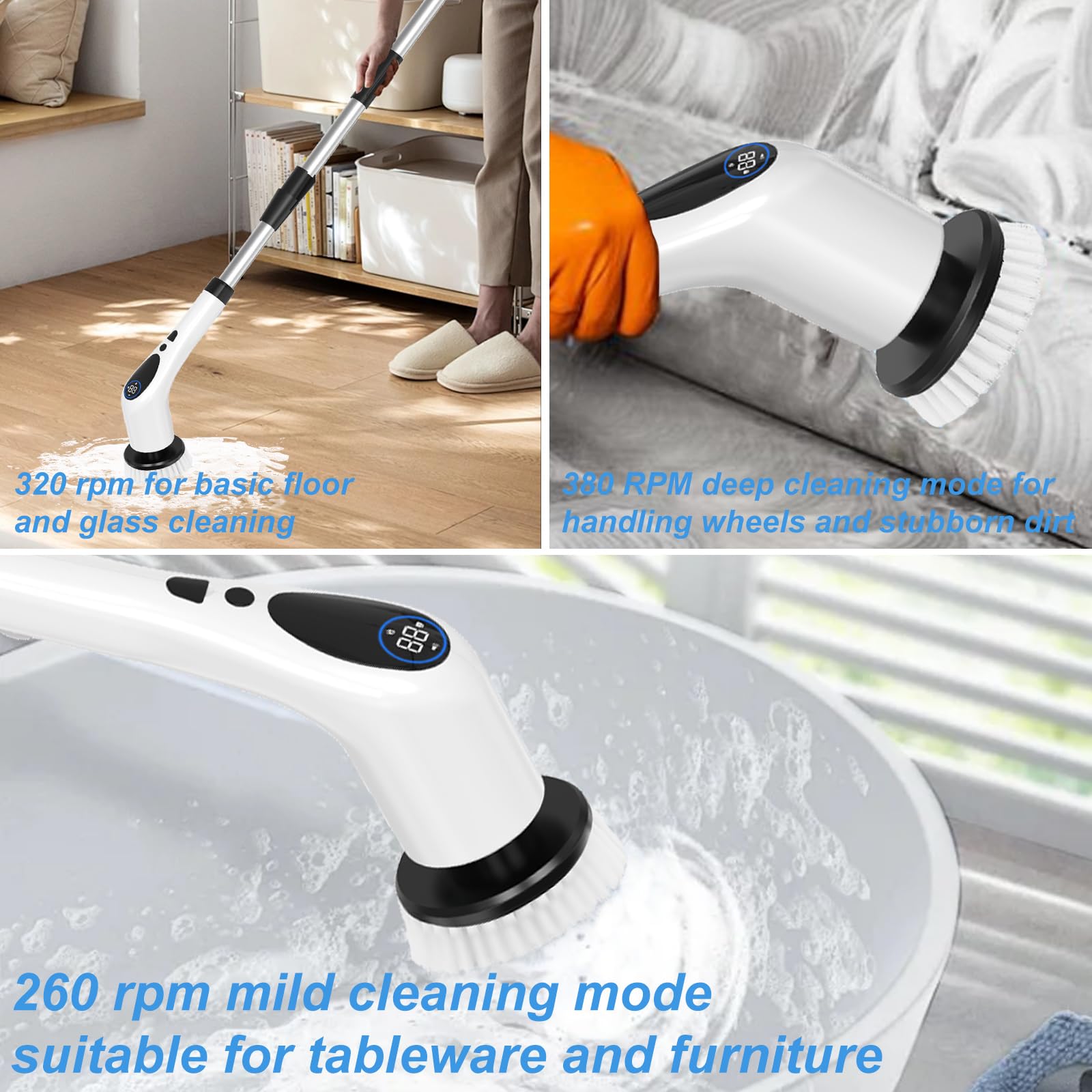 SPAZZOLA PULIZIA ELETTRICA Senza Wireless Spin Scrubber 8 testine EUR