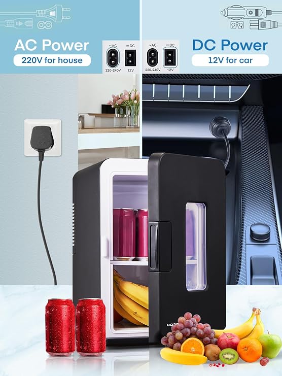 Mini Fridge 15L/21 Cans Mini Fridge for Bedrooms, Upgrade AC+12V DC Power Small Fridge for Dorm, Car, Office, Travel | Max & ECO Mode, Thermoelectric Cooler and Warmer | for Skincare, Beauty, Drink [Energy Class E]
