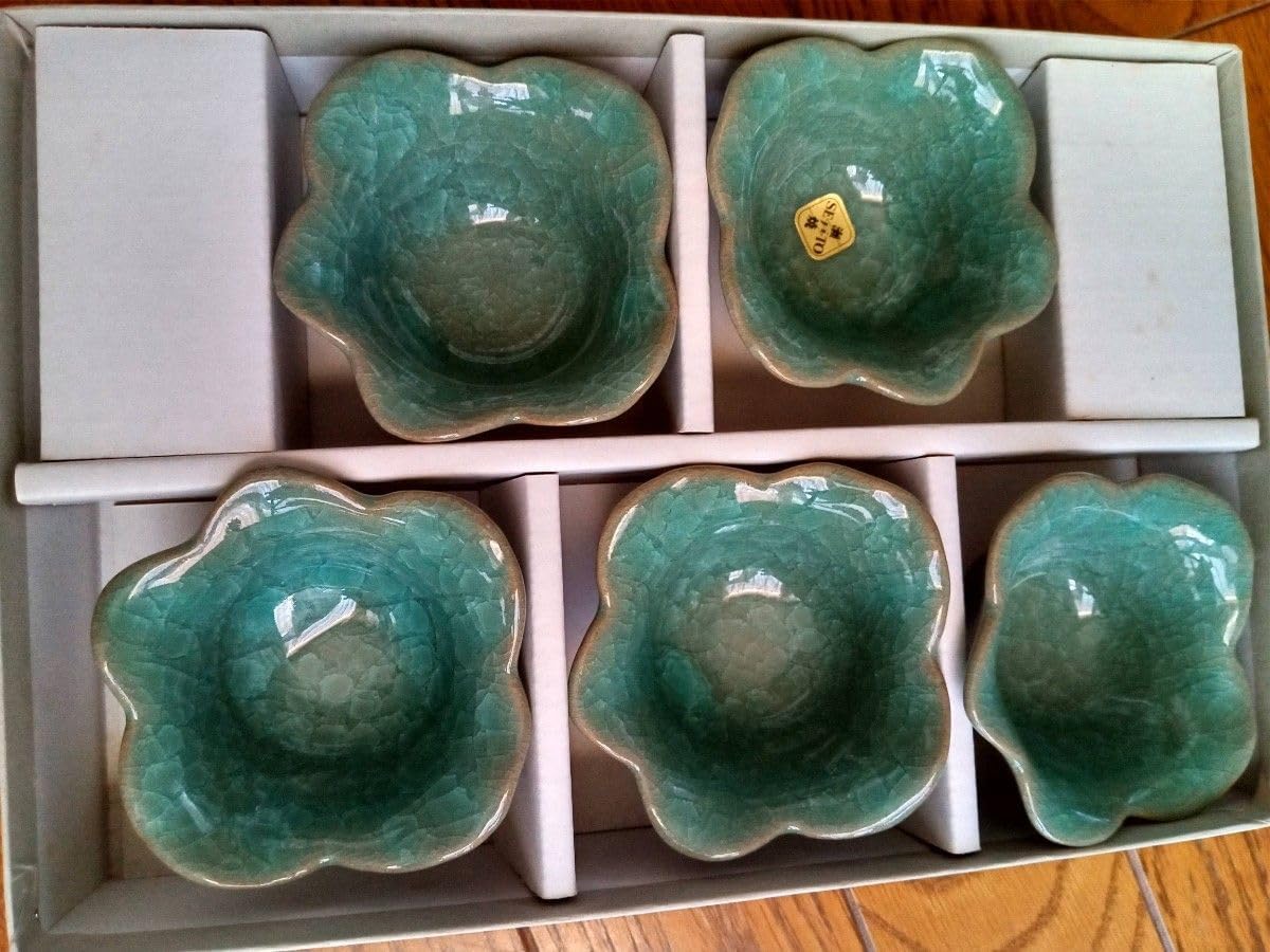 瀬戸焼 織部焼 小鉢 5個セット 和食器 陶器 グリーン系