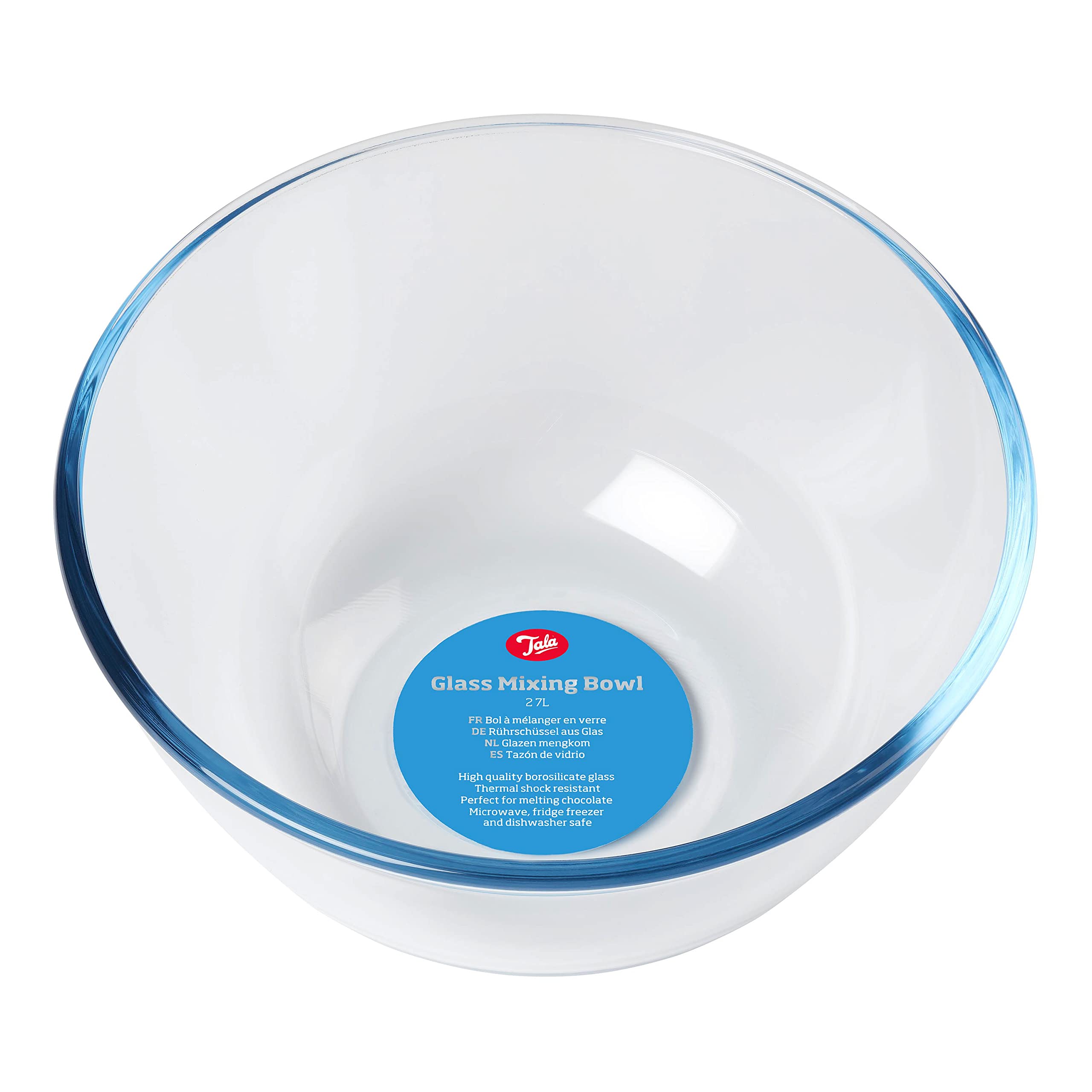 Tala Borosilicate Oven Microwave Dishwasher Baking Glass Mixing Clear Bowl 2.7L