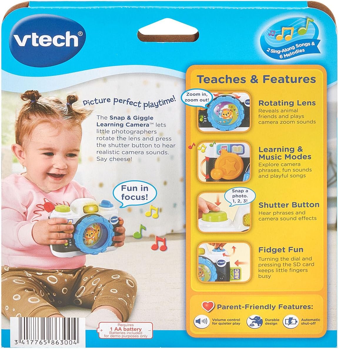 VTech Snap and Giggle Learning Toy Camera with Realistic Sounds, Black