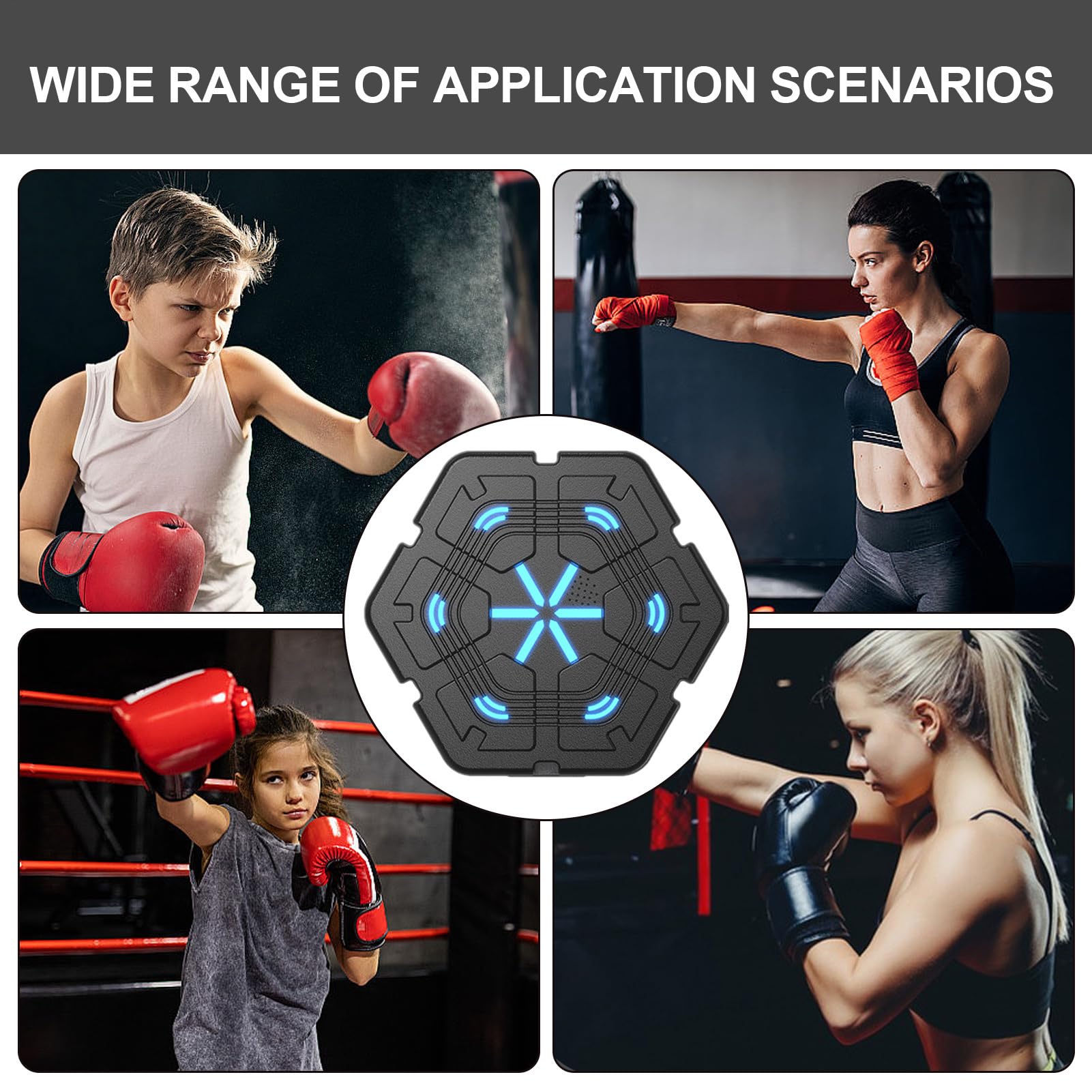Generico Macchina per Boxe Musicale Allenamento | Macchina Da Pugilato Elettronica Allenamento Domestico Fitness Familiare con Musica