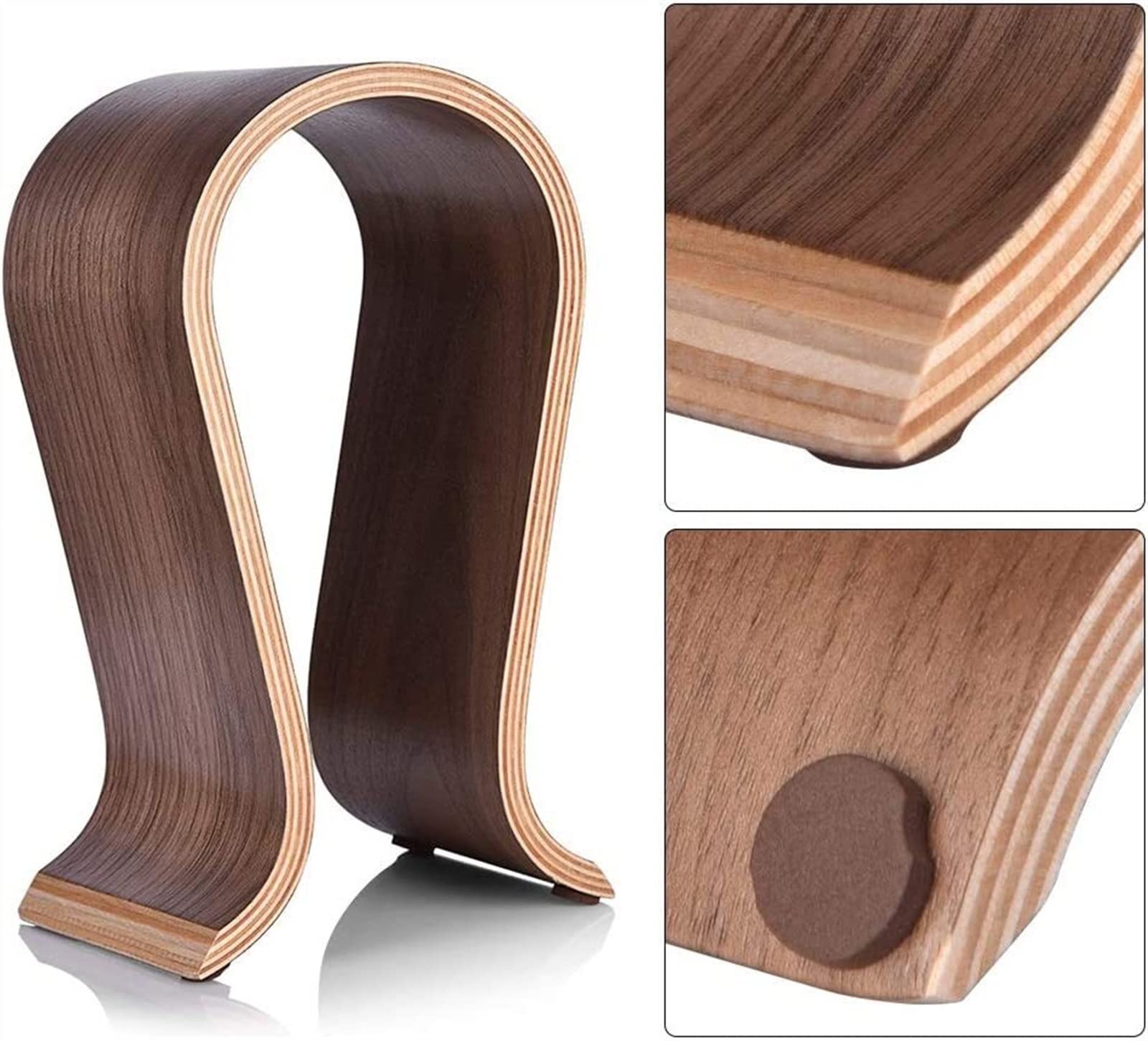 Supporto per cuffie Supporto for cuffie a forma di U, supporto for in legno for scrivania, for da gioco in noce compatibile con quasi tutte le On-Ear