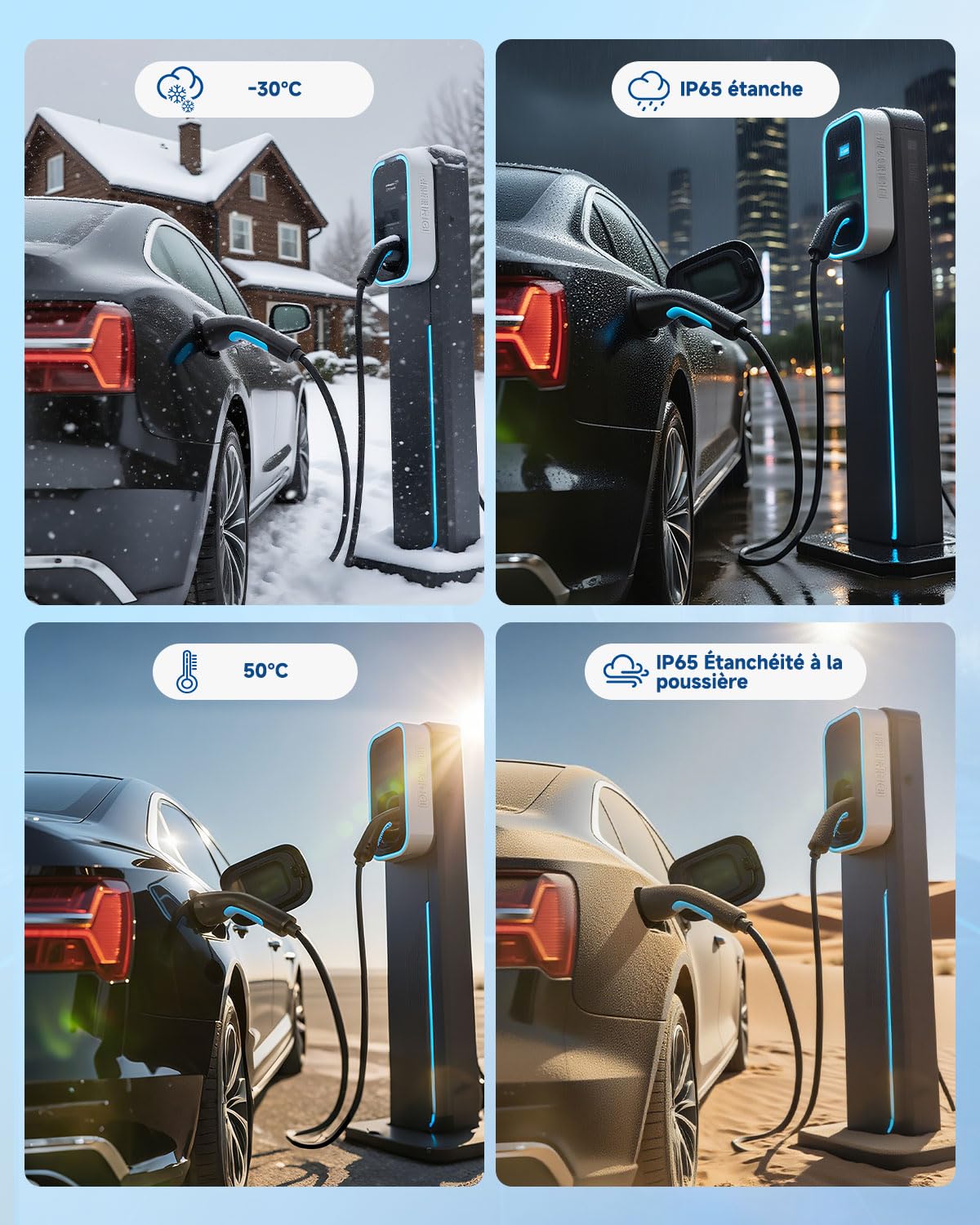 EVDANCE Câble Recharge Voiture Electrique 11kW (16A, 3-Phase, 6m) Câble Type 2 Portable Charge Rapide Chargeur Mode 3 avec Sac de Transport Compatible avec EV/PHEV IEC 62196-2