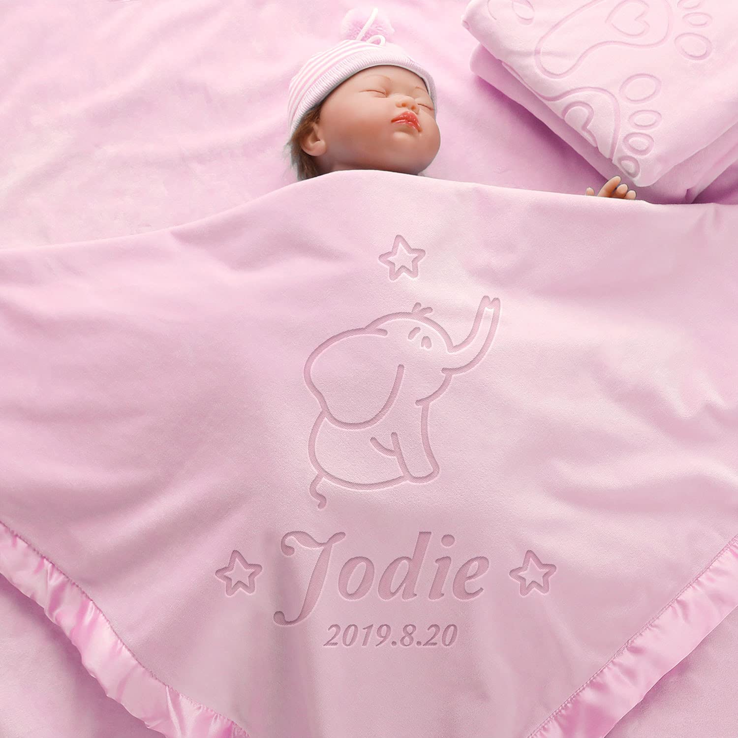 AW BRIDAL Personalized Baby Blanket Gift Elephant Baby Stuff Newborn Receiving Blankets- 36 x 36 inch Custom Baby Crib Bedding Blanket, Soft Fleece : Everything Else