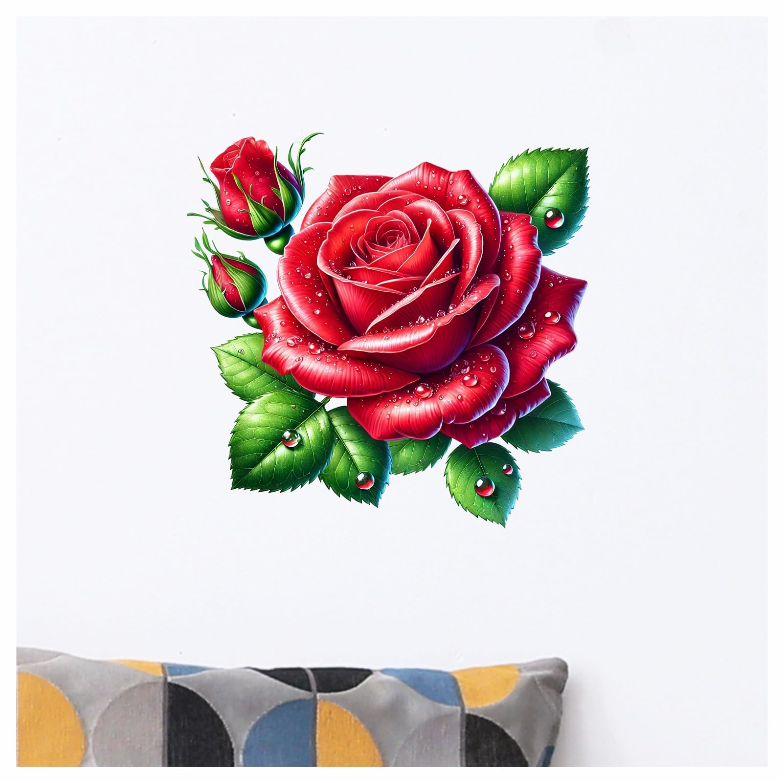 x4 Red Rose Flower Vinyl Stickers Cover Marks Non Transparent Waterproof Floral Art Decals 1@ 20cm Tall Ideal for Toilets or car. 3@ 7cm Tall Ideal for Phone case Cups & Wine Glass (Rose red) - Image 4