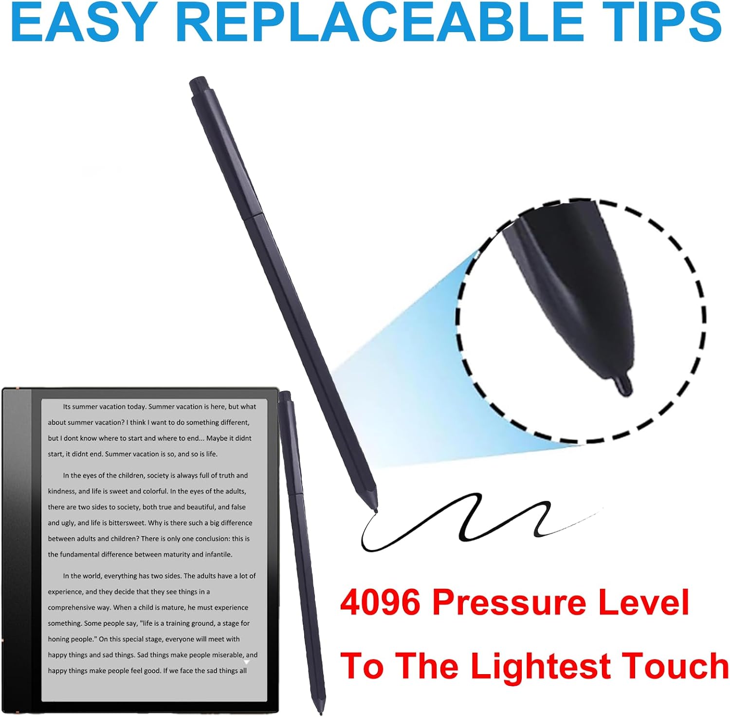 82TT Pen 2 for BOOX Pen2/Pen 3 with Eraser Compatible with Tablet Go 10.3 ePaper/Note Air 3 C E lnk Tablet