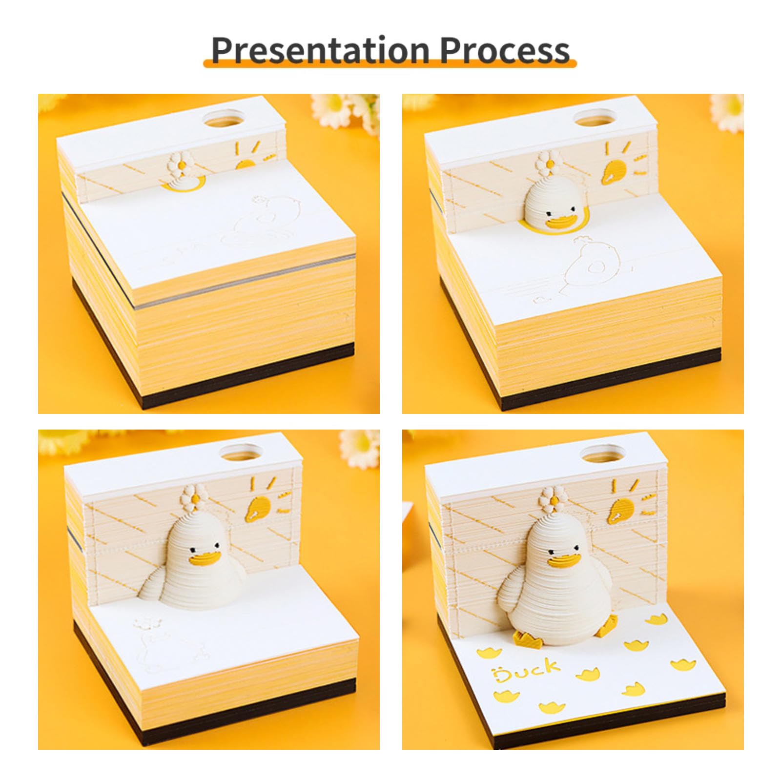 Bloc de notas 3D, bloc de notas 3D, notas adhesivas 3D, bloc de notas artísticas para tallar papel 3D, bloc de notas de arte extraíble, exquisita obra de arte creativa de escultura de papel, para