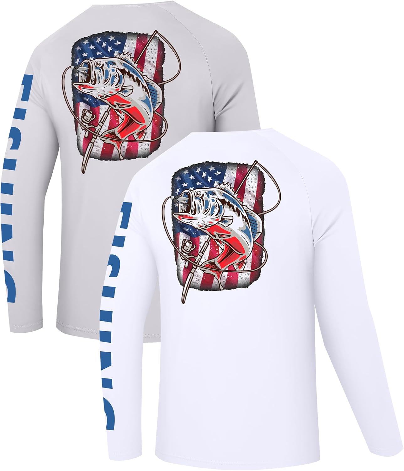 2 Pack Fishing Shirts for Men Long Sleeve UPF 50+ Sun Protection Shirt Moisture Wicking Rash Guard T-Shirt