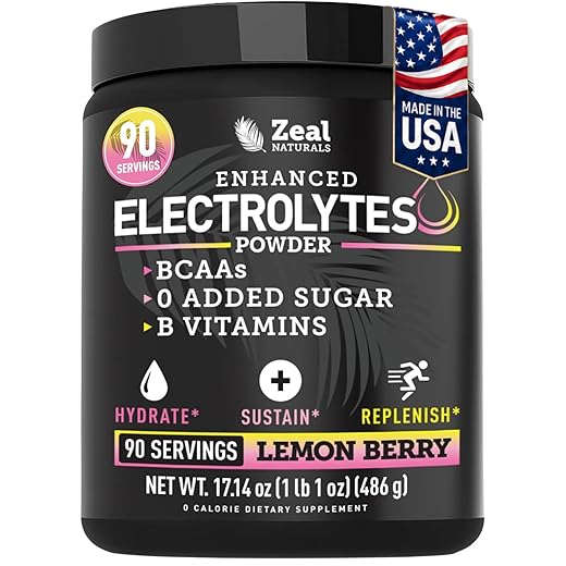 Electrolyte Powder Recovery Drink (90 Servings | Lemon Berry) w Real Salt +BCAAs +B-Vitamins Sugar Free Electrolyte Supplement w Potassium Zinc & Magnesium for Hydration - Keto Electrolytes
