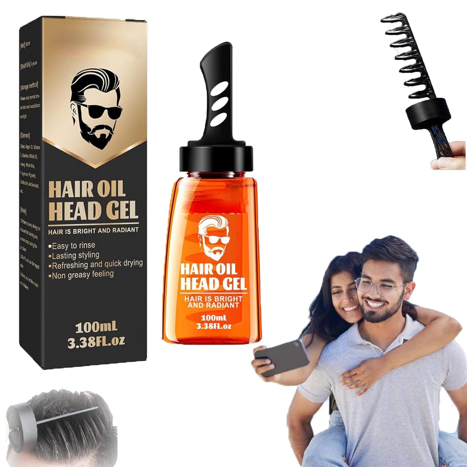 RJDJ 2 in 1 Hair Wax Gel with Comb, Homezore Hair Styling