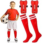 Syhood Soccer Shin Guards and Socks for Toddler Kids Youth, Lightweight Soccer Shin Pads Protective Defender Gear for 3-5, 5-10, 10-15 Years Old Children Teen Boys Girls Sports Game(S Size,Red)